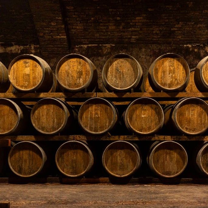 wooden barrels